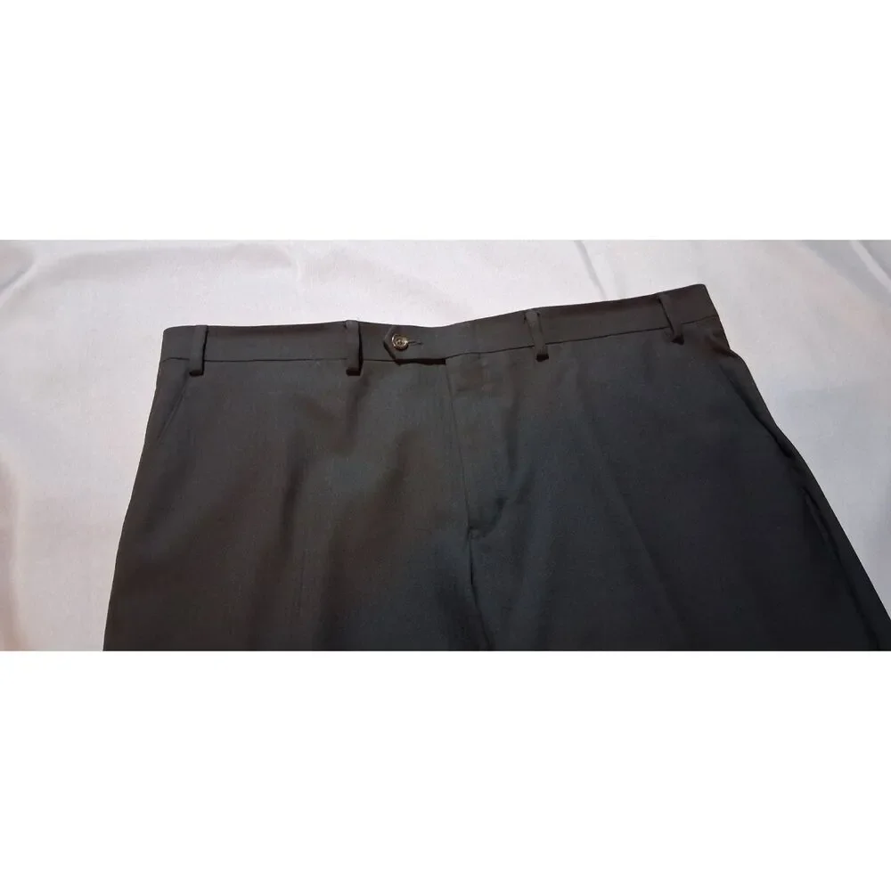 Chaps Mens Two-Piece Suit Black 46R Blazer Jacket 40x30 Pants Formal 52% Wool